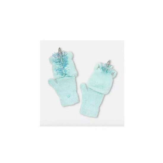 New Justice Unicorn Flip Top Gloves-Blue image {1}