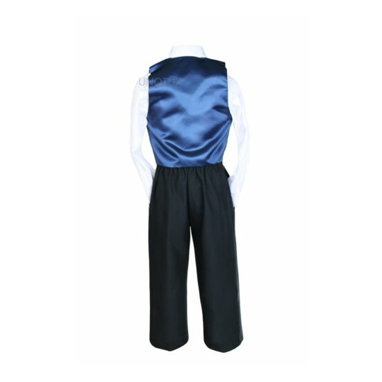 Boys Satin Shawl Lapel Suits Tuxedo EXTRA Teal Bow Tie Vest Sets Outfits Sz S-18 image {4}