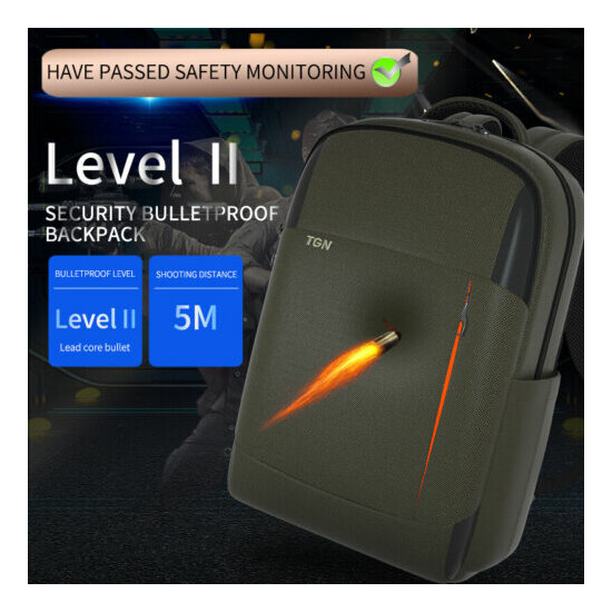 Tigernu Level II Bulletproof Backbag 15.6" Laptop Backpack Travel Backpacks image {4}
