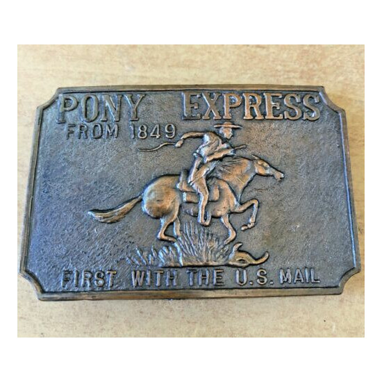 Pony Express from 1849 first with the US Mail Metal Belt Buckle image {1}