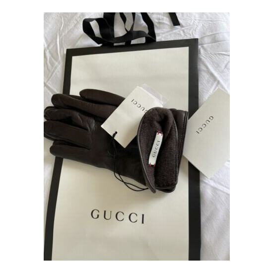 100% AUTH NWT $809 Gucci Mens Leather Gloves Bee Size 8.5 image {2}