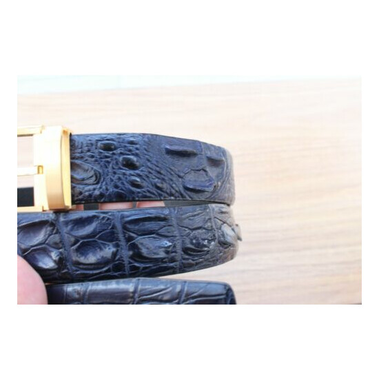 No Jointed - Dark Blue Genuine CROCODILE LEATHER Skin Men's Belt - W 1.3 inch image {2}