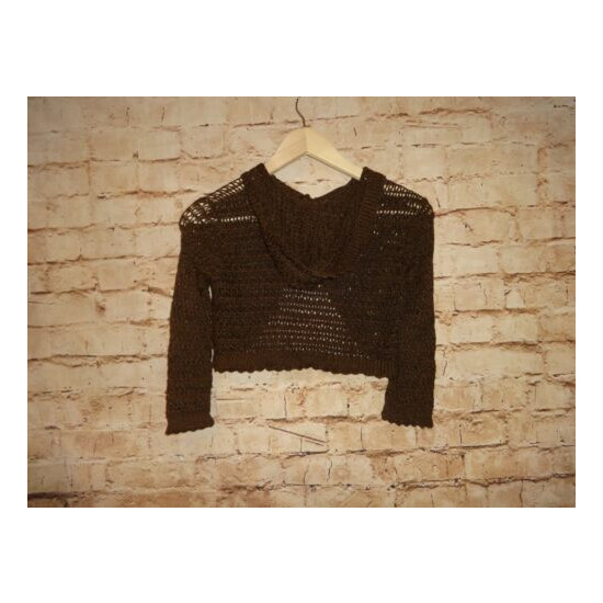 Girls Size Small 5/6 Brown Knit L/S Hooded Sweater by American Attitudes  image {2}