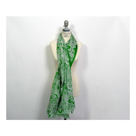 Fuuxxi Green & White Bandana Print Cotton Double Sided Scarf MSRP $100 image {2}