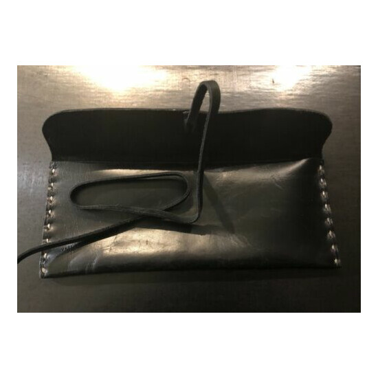 RUSTICO - Premium Full Grain Leather Pouch - Hand Sewn - Rustic Black image {4}
