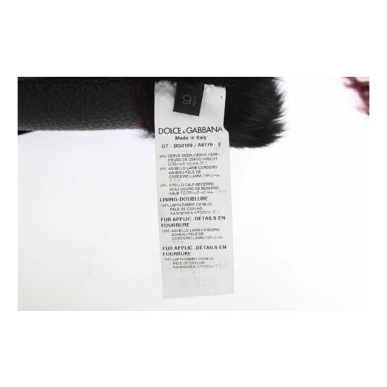 DOLCE & GABBANA Gloves Black Leather Bordeaux Shearling Fur s. 9.5 / L RRP $920  image {7}