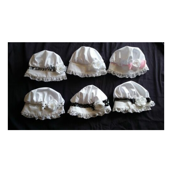 Baby Toddler Girls Prairie Style White Rose Bonnet /Sun Hat 3-12M 1-3 years image {4}