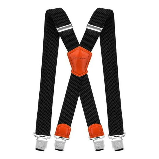 Decalen Mens Suspenders Very Strong Clips Heavy Duty Braces Big and Tall X Style image {1}