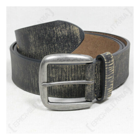 Black Leather Vintage Style Belt - Genuine Aged Leather Metal Buckle New image {1}