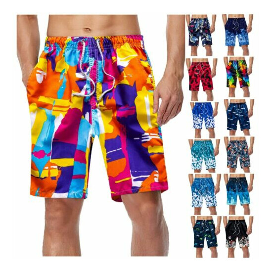 Men Swimwear Trunks Shorts Summer Swim Boxers Beach Flower Surf Board Shorts#88 image {1}