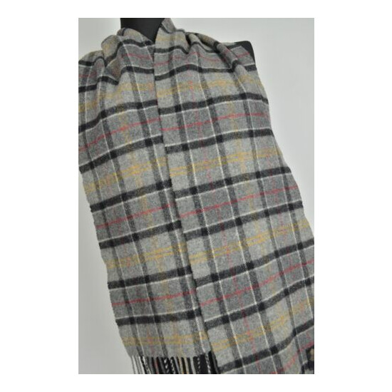 Barbour Grey Tartan Plaid Wool Scarf Made in Scotland image {4}
