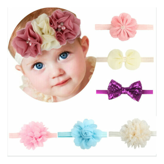 New Beads Flower Headband Baby Elastic Headband Jewelry image {1}