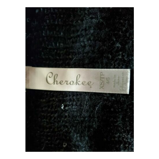 Girls' Cherokee cardigan drapey sequin sparkle sweater size xsmall 4/5 black  image {2}
