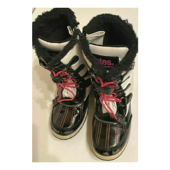 TOTES WINTER BOOTS KID GIRLS BLACK/WHITE/PINK style:KYLIE BLACK size 1M image {1}