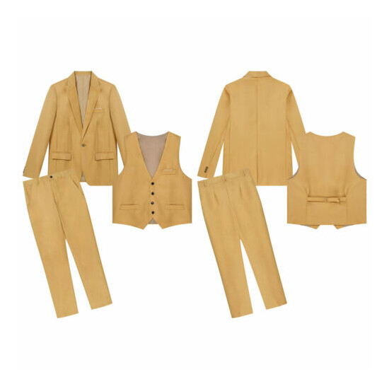 Mens 3-Pieces Suit Notch Lapel One Button Slim Fit Formal Blazer Vest Pants Set image {4}
