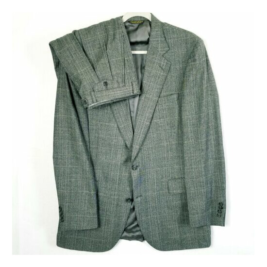 ALAN MICHAELS Man in Wool Gray Glencheck 2Pc SUIT JACKET Coat 42XL Pants 38x29 image {1}