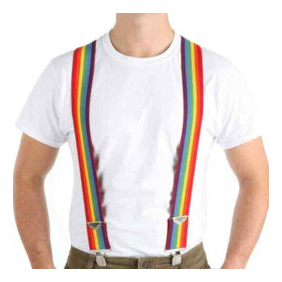 Unisex Men Women Rainbow Mork & Mindy Suspenders One Size Fits Most Adjustable image {1}
