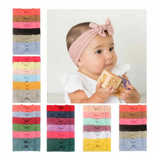 Baby Headbands 6pcs Set Infant Toddlers Girl Elastic Headdress Hairbands Bow US image {3}