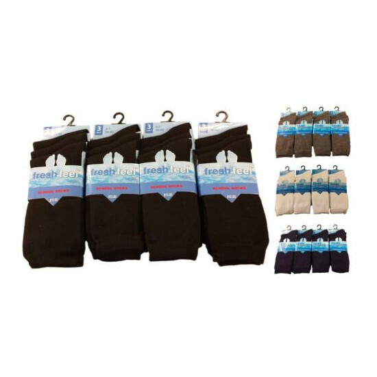 6 Pairs Of Girls Boys Ankle Socks, School Socks Black Grey Navy White All Sizes image {1}