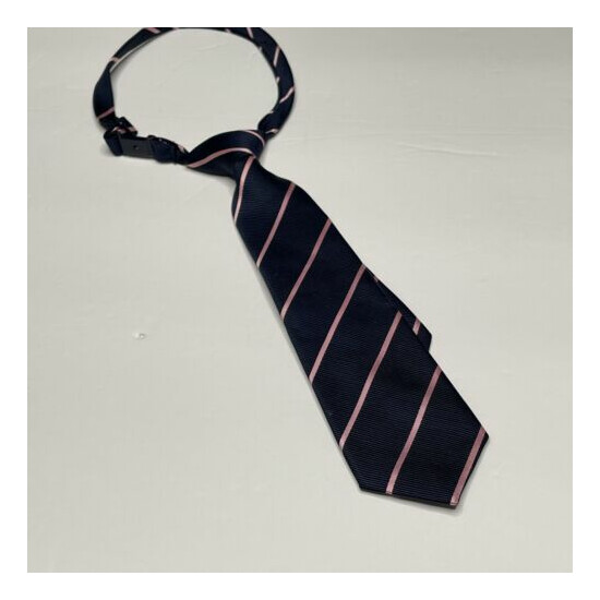 Childrens Place Striped Neck Tie Pre Tied Navy Pink Adjustable Boys Size 24M 4T image {1}