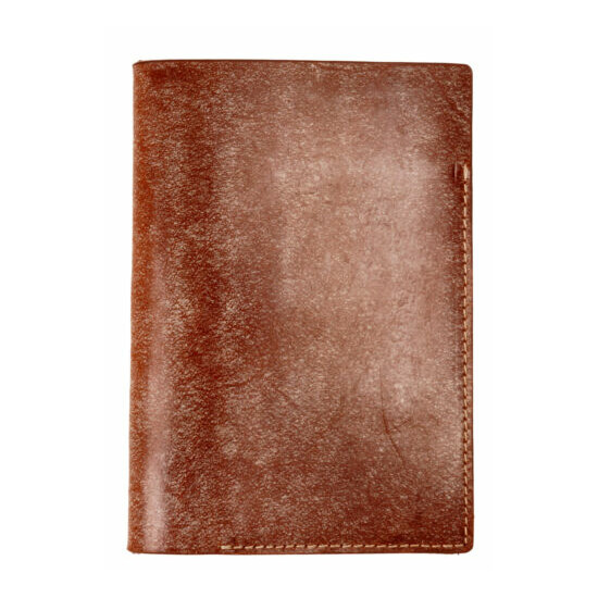 Genuine leather passport holder case Waxy Brown cover wallet card protect travel image {2}