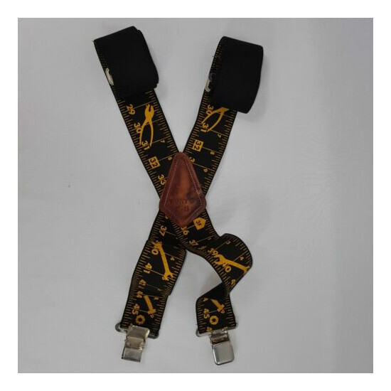 Kunys Suspenders SP-15 Measuring Tape Black Ruler Tools Print Work Wear Mens image {1}