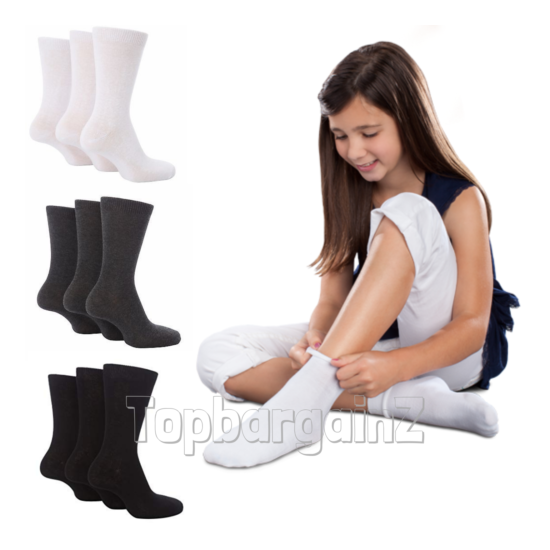 School Socks Ankle Kids Girls Boys White Black Back To School Cotton Childrens image {3}
