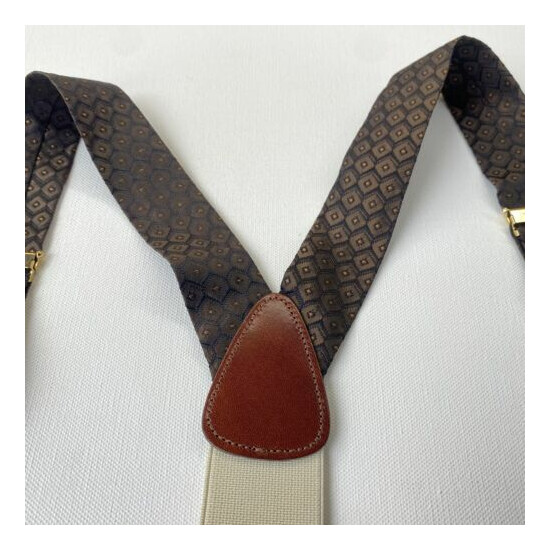TRAFALGAR Silk Patterned Suspenders Braces with Leather Fittings image {3}