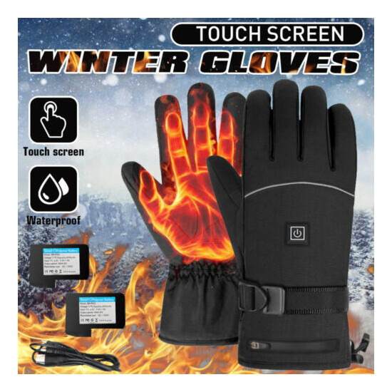 Winter Electric Heated Gloves Battery Powered Touchscreen Windproof Motorcycle image {4}