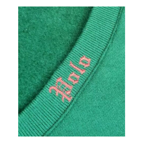Vintage Polo Ralph Lauren GREEN Sweatshirt Vest Gothic POLO Logo XL RARE image {1}
