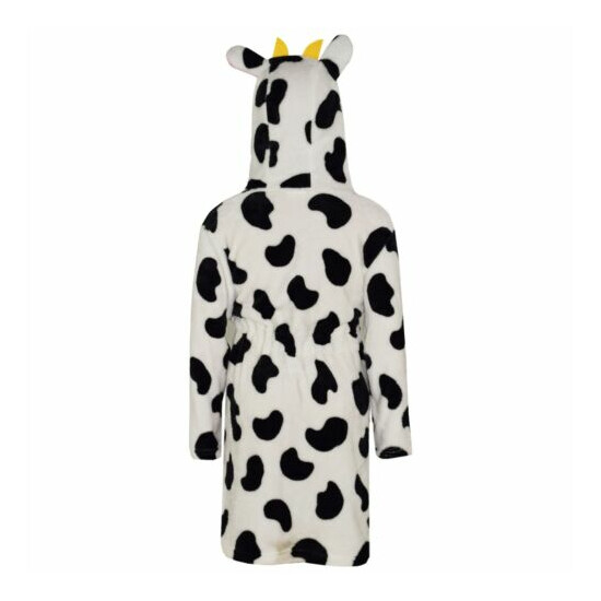 Kids Girls Boys 3D Animal Cow Bathrobe Fleece Dressing Gown Nightwear Loungewear image {4}