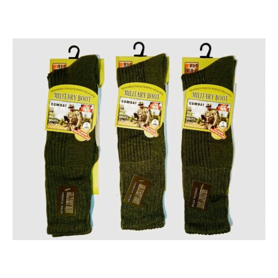 6 Pairs Mens Army Long Military Thermal Warm Thick Winter Socks Olive Size 6-11  image {2}