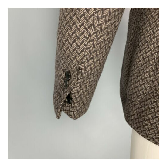 BRILLA Size US 34 Brown & Beige Herringbone Wool Single Breasted Sport Coat image {5}