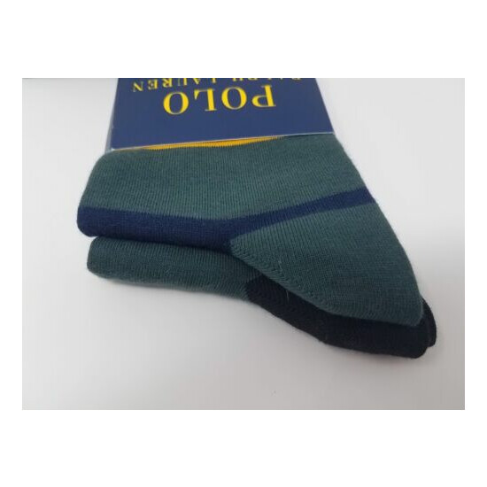 Polo Ralph Lauren Men's 2 Pack Ribbed Heel Toe Sock, 10-13, Striped image {4}