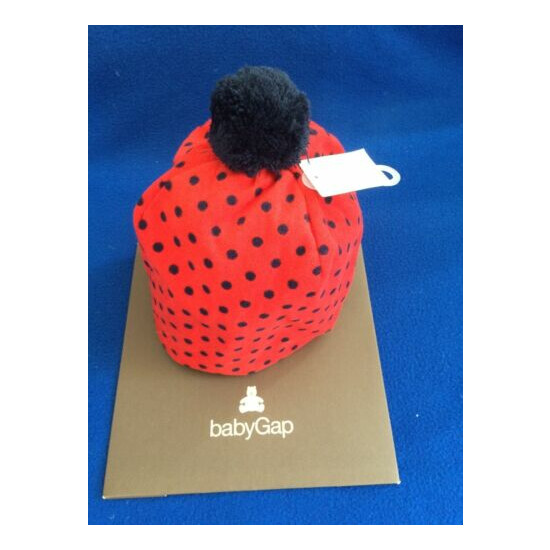 NWT Baby GAP unisex fleece winter hat, red polka dot. Size M/L image {3}