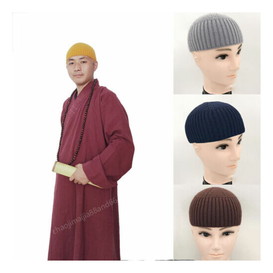 100% Cotton Buddhist Monk Meditation Cap Shaolin KungFu Martial arts Knitted Hat image {1}