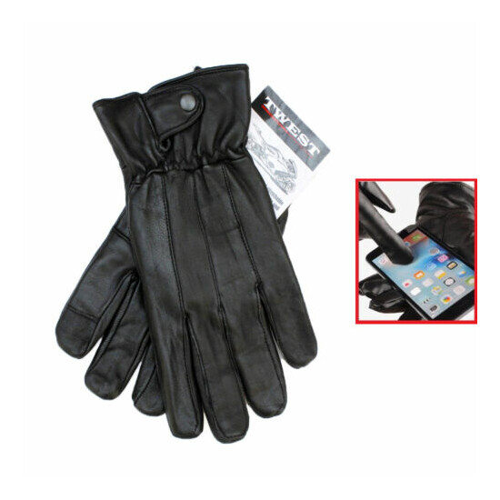 Men's Touch Screen Genuine Sheep Skin Leather Driving Gloves - TW1003 image {1}