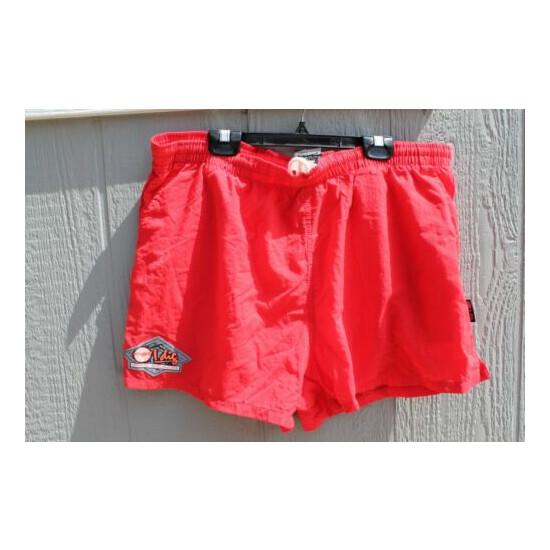 I DIG Red Black OG 80's Beach Volleyball Nylon Swim Surf Trunks Shorts - Large image {1}