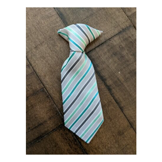 George Baby boy Tie for suit 0 to 3 months / blue, aqua, gray, and black striped image {1}