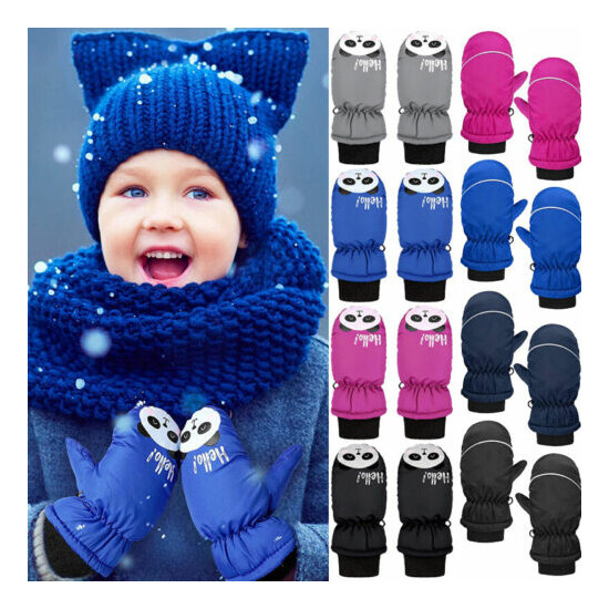 New Toddler Kids Baby Boys Girls Ski Gloves Waterproof Outdoor Warm Snow Mittens image {1}
