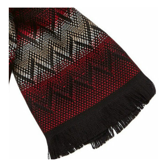MISSONI Scarf UNISEX Zig Zag Dual Tone Made in Italy 100% Wool Red/Black **NWT** image {4}