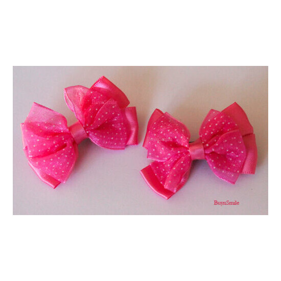 2 X HAIR CLIP BOW LACE ORGANZA CHRISTMAS BABY FLOWER  image {2}