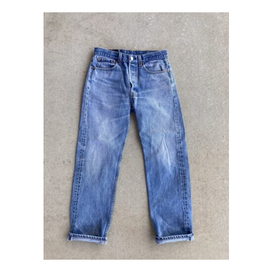 Vintage Distressed Levi’s Levis 501 Button Fly Size 33x30 Jeans USA Denim Pants image {1}