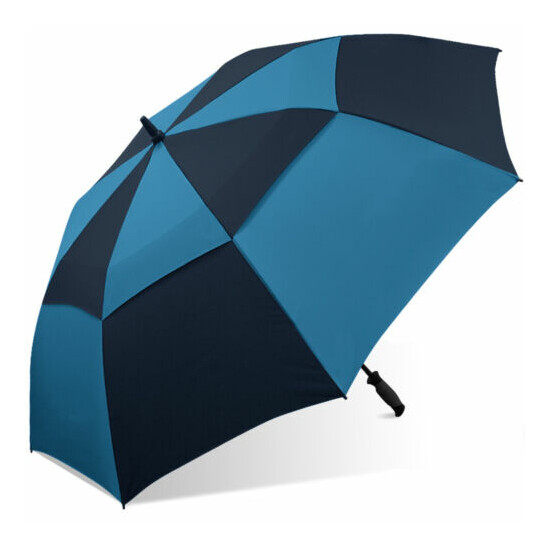 WeatherProof 60" Double Canopy Fiberglass Auto Jumbo Folding Golf Umbrella EC image {3}