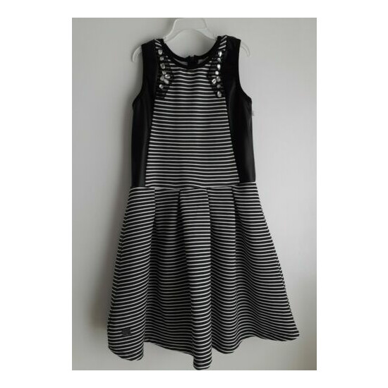 Kooba Kids Girls Dress Size: L [7/8] Black and White Stripe Holiday Party Dress image {1}