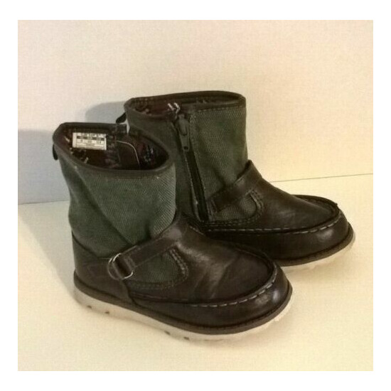boots size 9 carters girls brown green side zip buckle booties image {1}