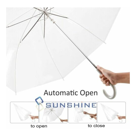 1/2/5PCS Transparent Umbrella Rain Stopper 46" Large Rain Canopy J Hook Handle image {2}