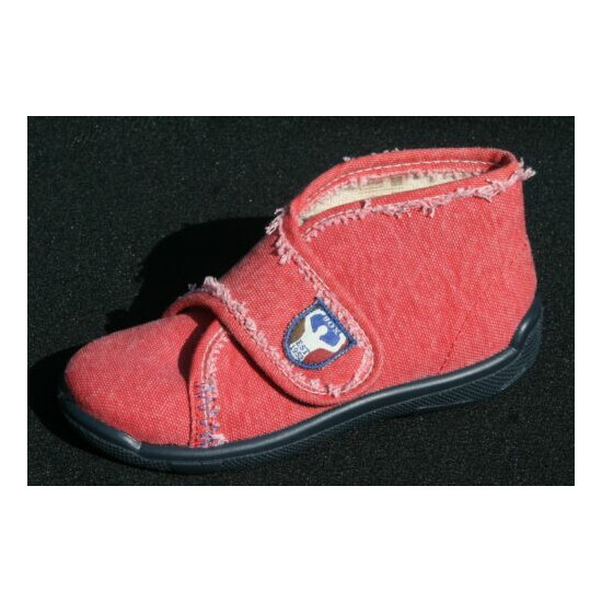 Romika Box Kids Shoes M 25 10 Toddlers Light Red Denim Hook Loop Closure NWOB image {1}