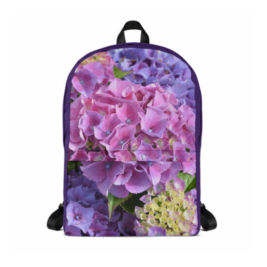 Pink and Purple Hydrangea Floral Backpack image {1}