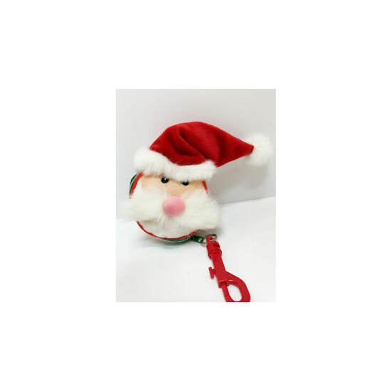 New Santa Claus Christmas Coin Purse Key Chain Clipped Pouch image {1}